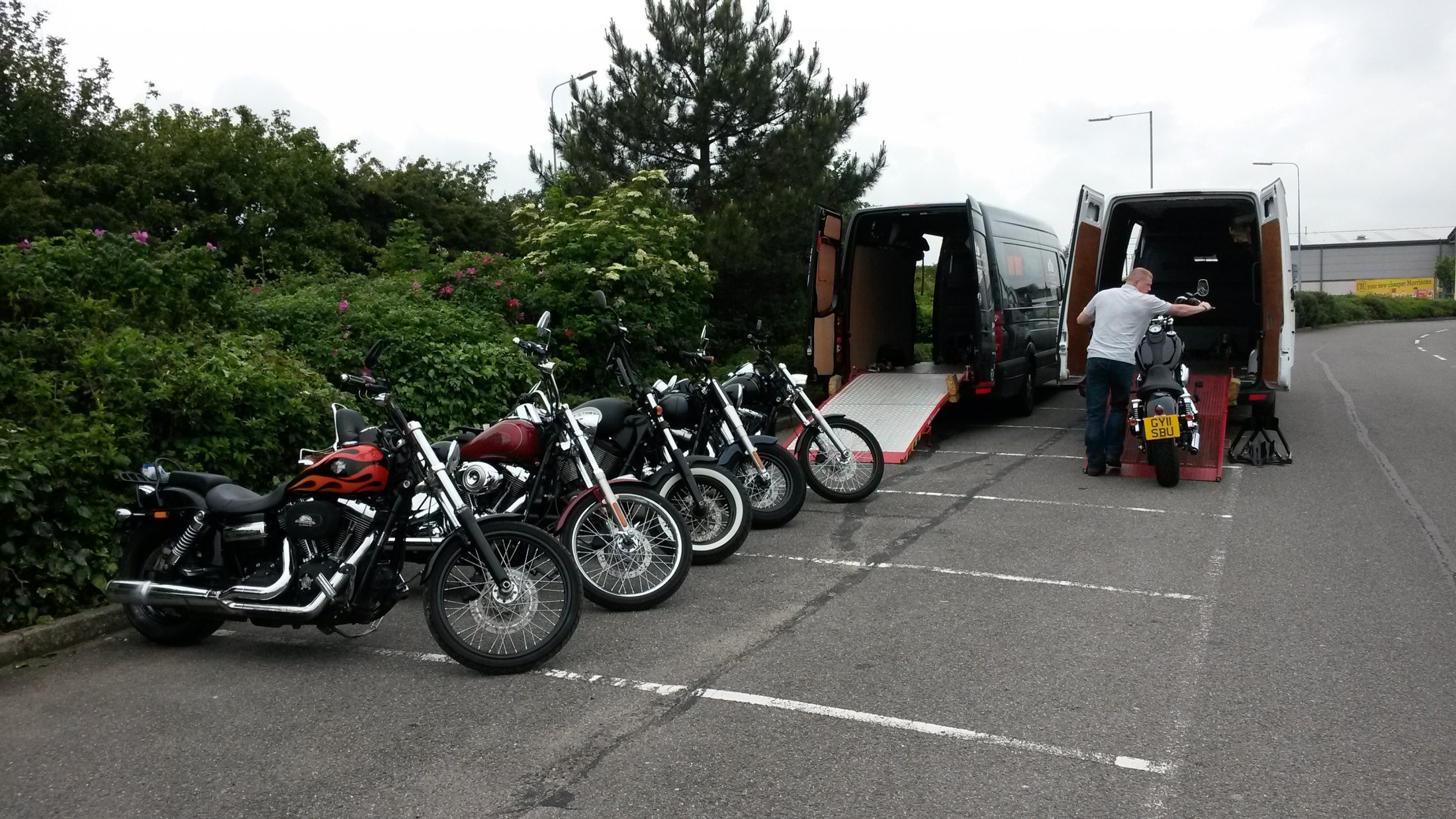 Motorbikes at Harwich port, bound for Sweden